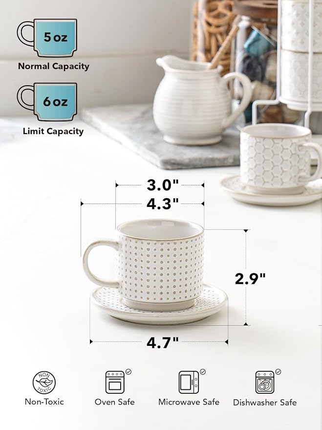 LE TAUCI 6 oz Stackable Cappuccino Cups