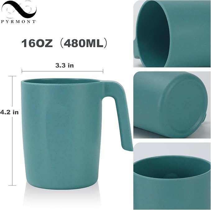 PYRMONT Wheat Straw Cups 16 Oz Alternative Plastic Cups