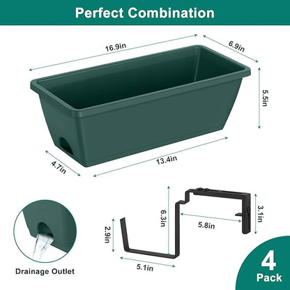 smusei 4 Pack Railing Planter Box Window Boxes Planters