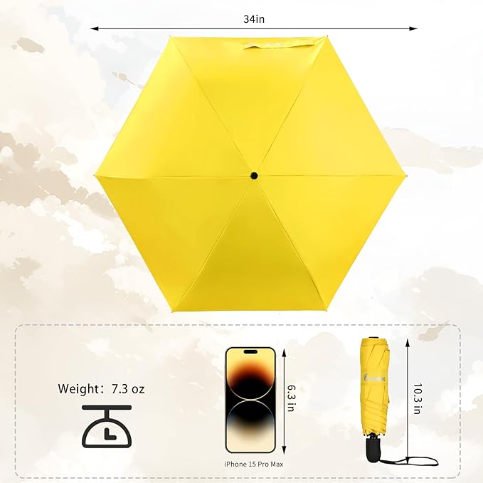 GAOYAING Compact Automatic Travel Umbrella with Case, Mini Small Folding Sun UV, Pocket Purse Umbrella