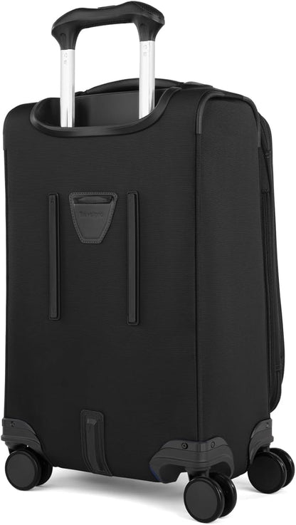 Travelpro VersaPack+ Lightweight Softside Expandable Carry on Luggage, 8 Spinner Suitcase, TSA Lock, Men and Women, Carry On 21-Inch, Black
