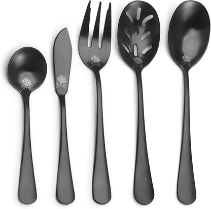 Matte Black Serving Set, sharecook 5-Piece 18/0 Stainless Steel Large Hostess