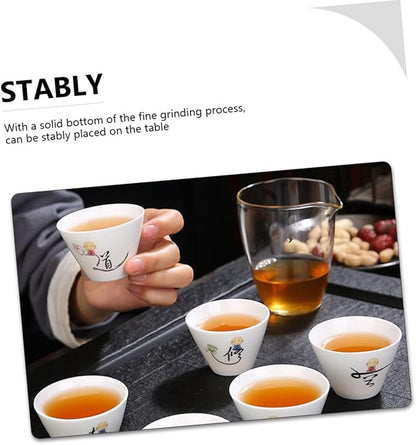 2Pcs Ceramic Tea Cups Retro Style Porcelain Teaware Delicate Handleless Kung Fu