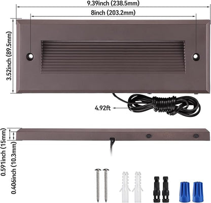 LEONLITE 5W/4W/3W Dimmable 5CCT Low Voltage LED Step Lights Outdoor, 9 Inch