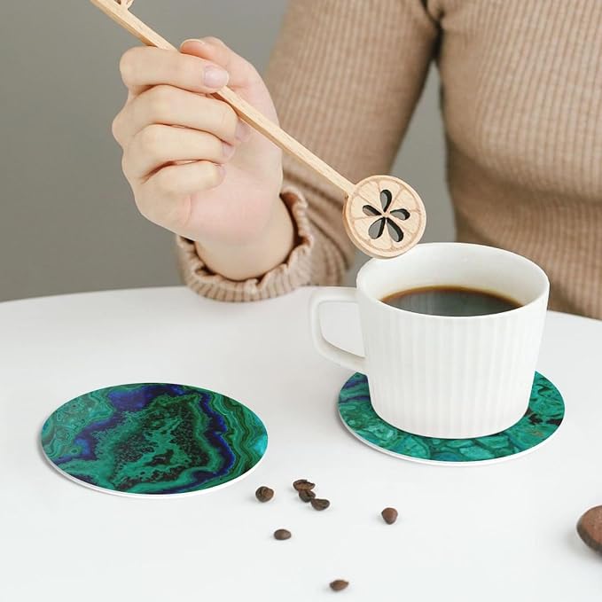 Agate Marble Green Coasters Set of 6 Coasters