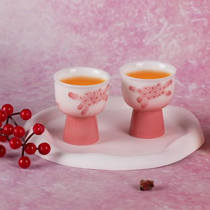 KAMMAK Tea Cup, 2oz Small Tea Cups, Porcelain Tea Cups Set