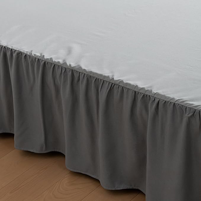 Bed Skirt Twin Size Ruffled Bed Skirts with Split Corners, 12 Inch Drop Dust Ruffle Bed Skirt with Platform,Gray