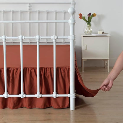 Bed Skirt Full Size Ruffled Bed Skirts with Split Corners, 14 Inch Drop Dust Ruffle Bed Skirt with Platform, Rust, 14'' Full