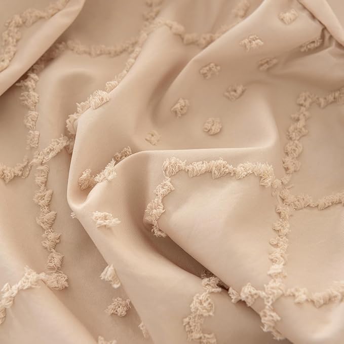 Bed Skirt Full Size Ruffled Bed Skirt with Split Corners, 14 Inch Drop Dust Ruffle Bed Skirts with Platform, Boho Tufted Shabby Chic Full Size Bed Skirts, Cream