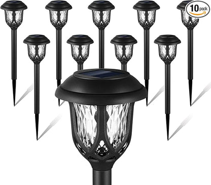 EXCMARK 10 Pack Solar Lights Outdoor Decorative, Solar Pathway Lights Outdoor