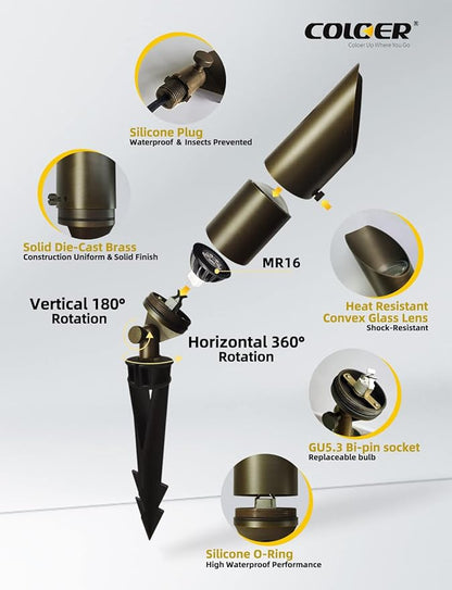 COLOER Die-cast Brass Landscape Spot Lights Outdoor