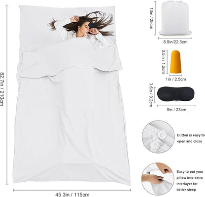 Sleeping Bag Liner,Travel Sheet & Adult Sleep Sack, Camping Sheets Travel Sleep Sack for Backpacking,Hotels & Hostels -Lightweight Single &Double Travel Sheet Camping Sheets