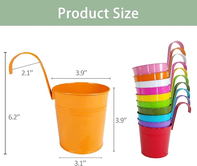 10 Pcs Fence Planters, Railing Planter Flower Pot