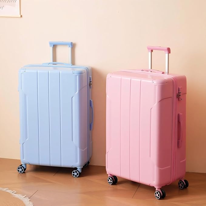 Merax Luggage Sets 3-Piece Hardshell with Spinner Wheels Lightweight Suitcase with Corner Guards (Skyblue, 20/24/28)