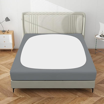 PureFit Stretchy Box Spring Cover Full - Elastic Fitted Box Spring Wrap Around 4 Sides, Wrinkle & Fading Resistant Fits Full Size Beds, Gray
