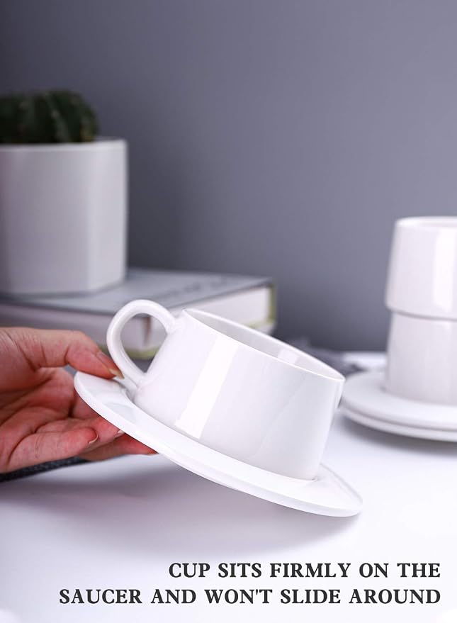 Kanwone Porcelain Stackable Cappuccino Cups