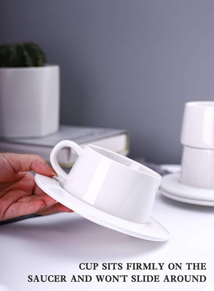 Kanwone Porcelain Stackable Cappuccino Cups