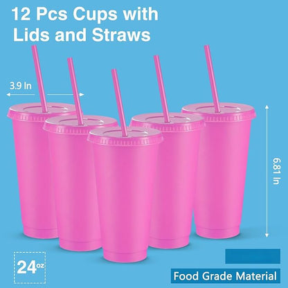 Amyhill 12 Pcs Reusable Plastic Cup