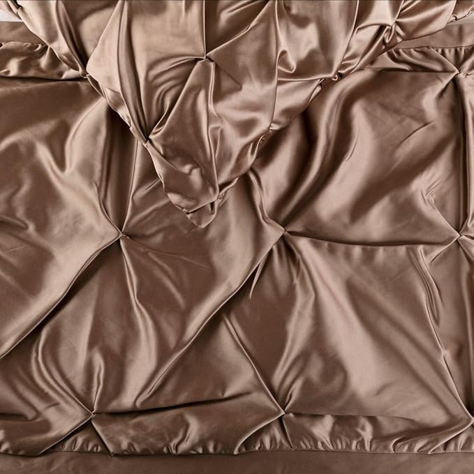 The HomeCentric Beige Bed Runner Without Pillow Cover, CA King Size 86"x18" Decorative Bed Runner, Beige Satin Bed Scarf in Pintucks - Satin Ballet Swirl