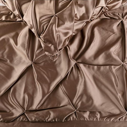 The HomeCentric Beige Bed Runner Without Pillow Cover, CA King Size 86"x18" Decorative Bed Runner, Beige Satin Bed Scarf in Pintucks - Satin Ballet Swirl