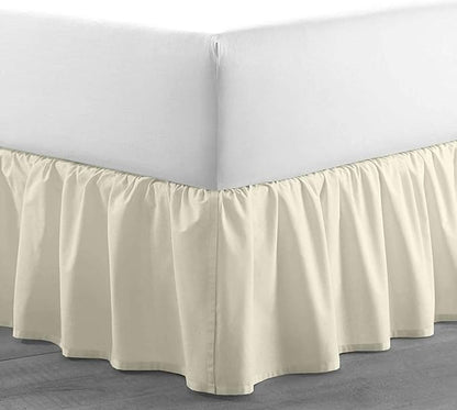 SlumberWell Full Bed Skirt with Split Corners, Soft Microfiber, 18 Inch Drop, Ivory Solid, Elegant Ruffled Design