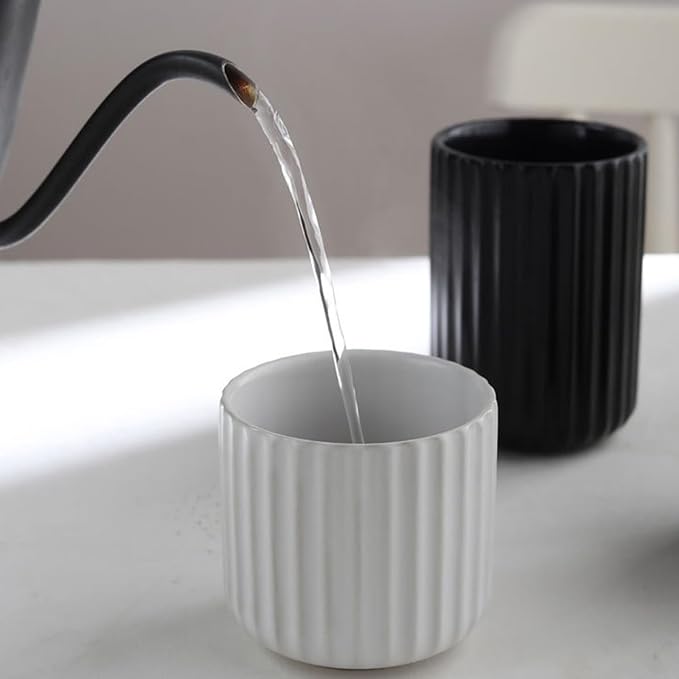 Nordic Ceramic Mug, Japanese Tea Cup 10oz Striped Cup No Handle Drinking Cup