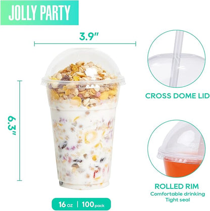 100 PACK 16 oz Clear Plastic Cups