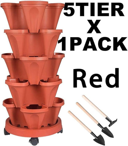 GameXcel Vertical Planter 5 Tier Stackable Planters Garden Planters Strawberry