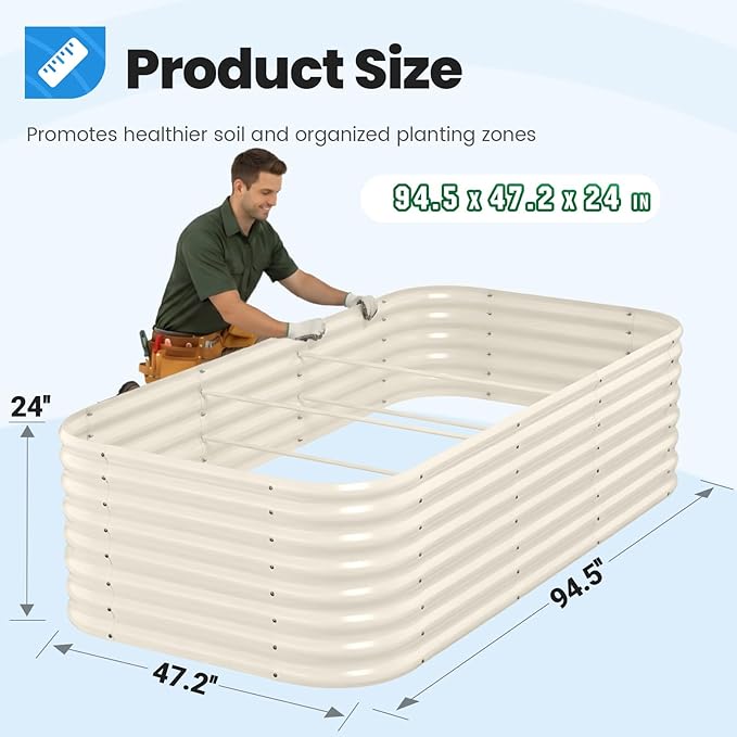 Quictent Galvanized Tall Raised Garden Bed Kit,