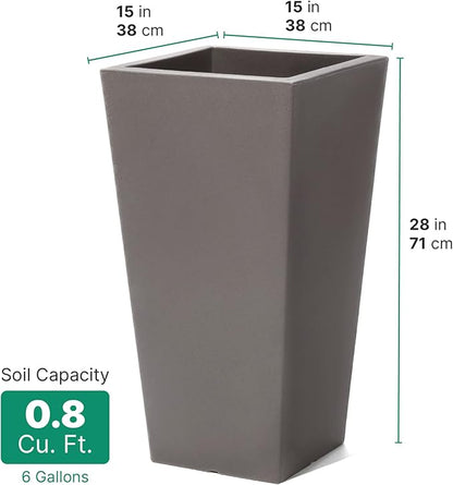 Step2 Tremont Tall Square Tapered Planter, Indoor/Outdoor Plants, Efficient