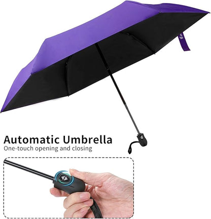 GAOYAING Compact Automatic Travel Umbrella with Case, Mini Small Folding Sun UV, Pocket Purse Umbrella