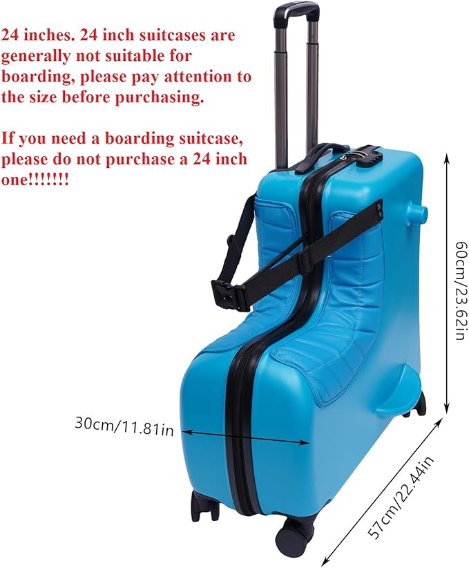 CNCEST 24" Kid's Ride-on Travel Suitcase,Kids' Luggage with Wheel and Password Lock,Children's Ride On Trolley Luggage for Children's Day Gift,Festival Gift