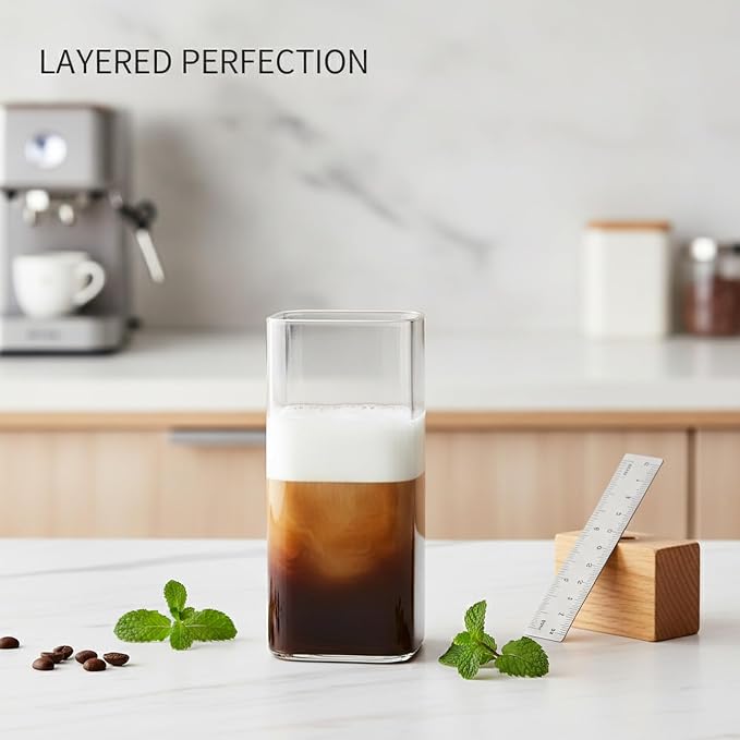 Drinking Cup Square Borosilicate Glass Tumbler Handleless Design