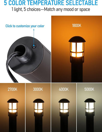 LEONLITE 12-Pack 5CCT Low Voltage Landscape Pathway Lights 3W Landscape