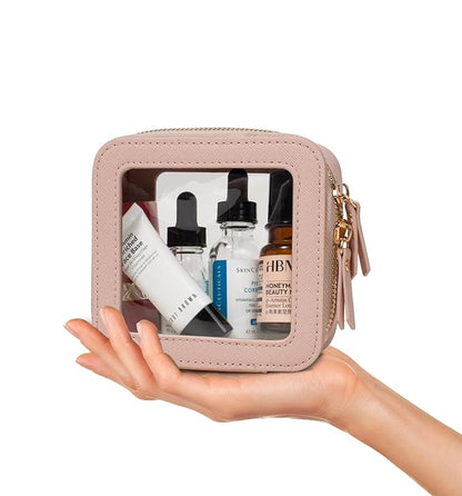 LETGO Clear Makeup Bags Small, TSA Approved Toiletry Bag with Zipper, Mini Clear Makeup Pouch Purse Organizer Fit Carry-on Travel Essentials,Small Cosmetic Bags for Car Storage (Mini-Nude)