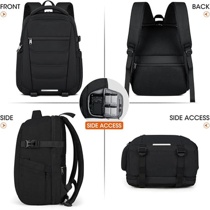 SDYSM Camera Bag Backpack Professional for DSLR SLR Mirrorless Camera Waterproof Laptop Back Pack 15.6 Inch with Rain Cover Anti Theft Travel Case Large Capacity Photography Backpack Black