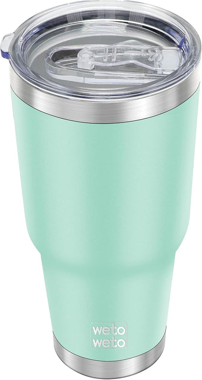 WETOWETO 30oz Tumbler, Stainless Steel Vacuum Insulated Water Coffee Tumbler Cup, Double Wall Powder Coated Spill-Proof Travel Mug Thermal Cup for Home Outdoor (Light Green, 1 Pack)