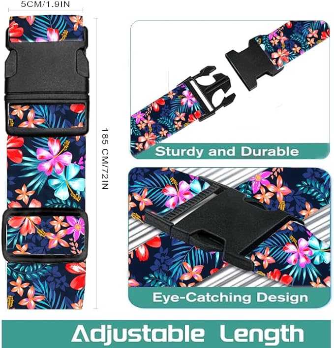 Luggage Straps for Suitcases Travel Belt Accessories, Cute Suitcase Strap, Adjustable Luggage Belt Strap, Heavy Duty with Quick-Release Buckle Luggage Strap Luxury Purple Flowers