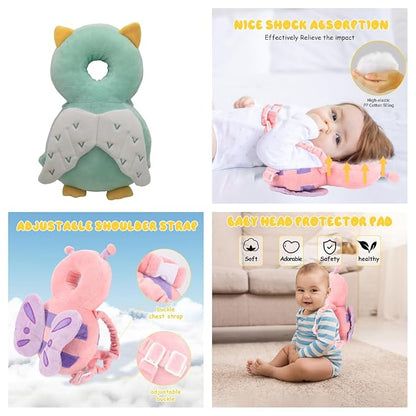 Baby Head Protection Backpack - Soft & Comfortable, Cute Cartoon Design (Q77-Owl)