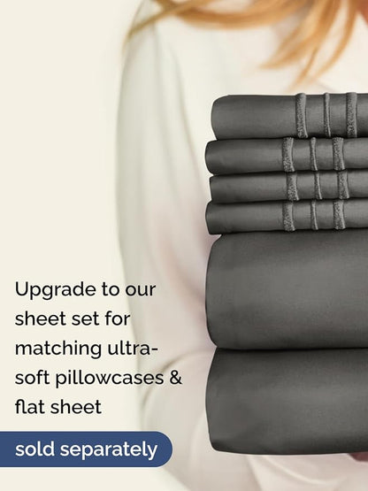 Extra Deep King Fitted Sheet - Hotel Luxury Single Fitted Sheet Only - Easily Fits 18 inch to 24 inch Mattress - Ultra Soft, Wrinkle & Fade Free w/Extra Deep Pockets - Breathable & Comfy - Charcoal