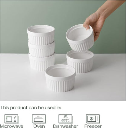 DOWAN Ramekins 12 oz Oven Safe, Creme Brulee Ramekin Souffle Dishes