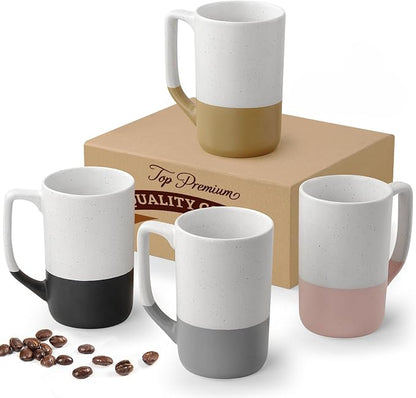 Large Ceramic Coffee Mug Set of 4, 16 oz Tea Cups