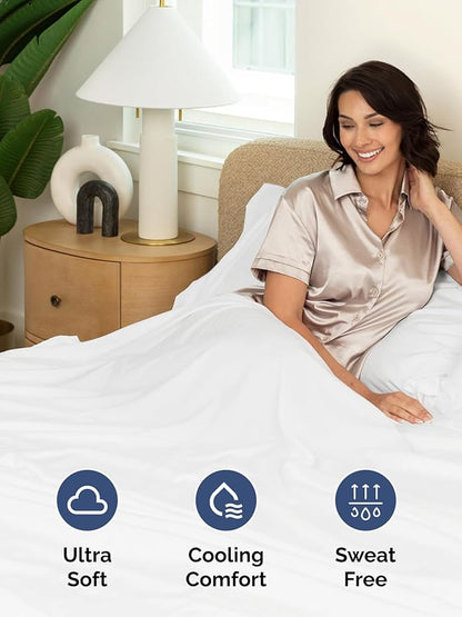 Extra Deep Full Fitted Sheet - Hotel Luxury Single Fitted Sheet Only - Easily Fits 18 inch to 24 inch Mattress - Ultra Soft, Wrinkle Free w/Extra Deep Pockets - Easy-Care, Breathable & Comfy - White