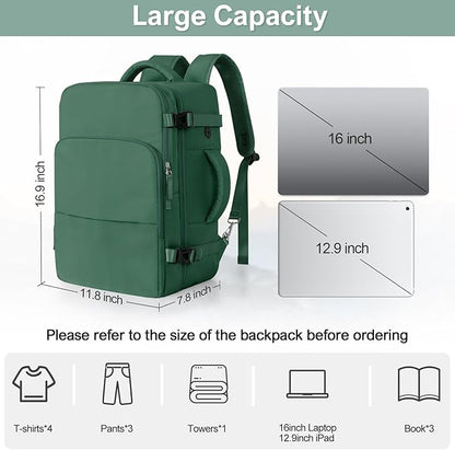 Travel laptop Backpack for Women, Personal Item Size Flight Approved, 16 Inch Laptop Bag with Multi-Pockets, Hiking Backpack, Waterproof Carry On Backpack Casual Daypack Backpack