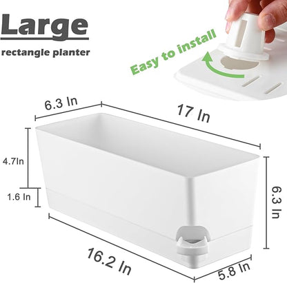2 Pack Self Watering Pots for Indoor Plants 17 Inches Window Boxes Planters