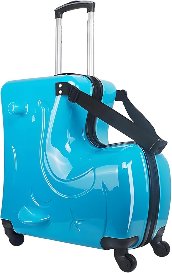 20" Kids Ride on Suitcase,Childrens Ride on Luggage with Safety Belt,Trolley Suitcase with Silent Wheel Combination Lock,Suitable for Kids Aged 1-8 Years Old (Blue)
