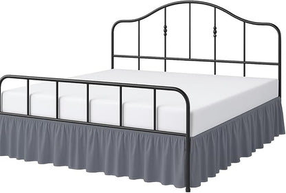 Cottington Lane Ruffled Bed Skirt Queen Size with Split Corner, Brushed Microfiber Hotel Quality Dark Grey Dust Ruffle, 14 Inch Drop Gathered Bedskirt, Soft and Stylish, Shrinkage and Fade Resistant