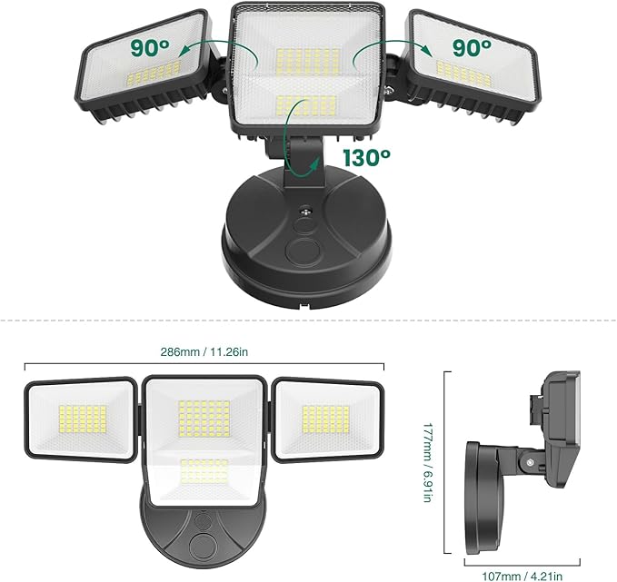 70W 7000LM LED Flood Lights Outdoor 2 Packs, Switch Controlled Security Lights