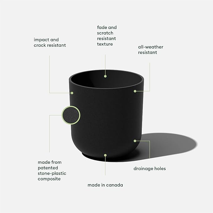 Veradek Round Black Plastic Planter Pots