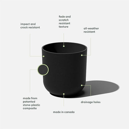 Veradek Round Black Plastic Planter Pots